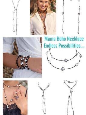 Leather Necklace with sterling silver and Pearl Accents. Retired Grace & Heart